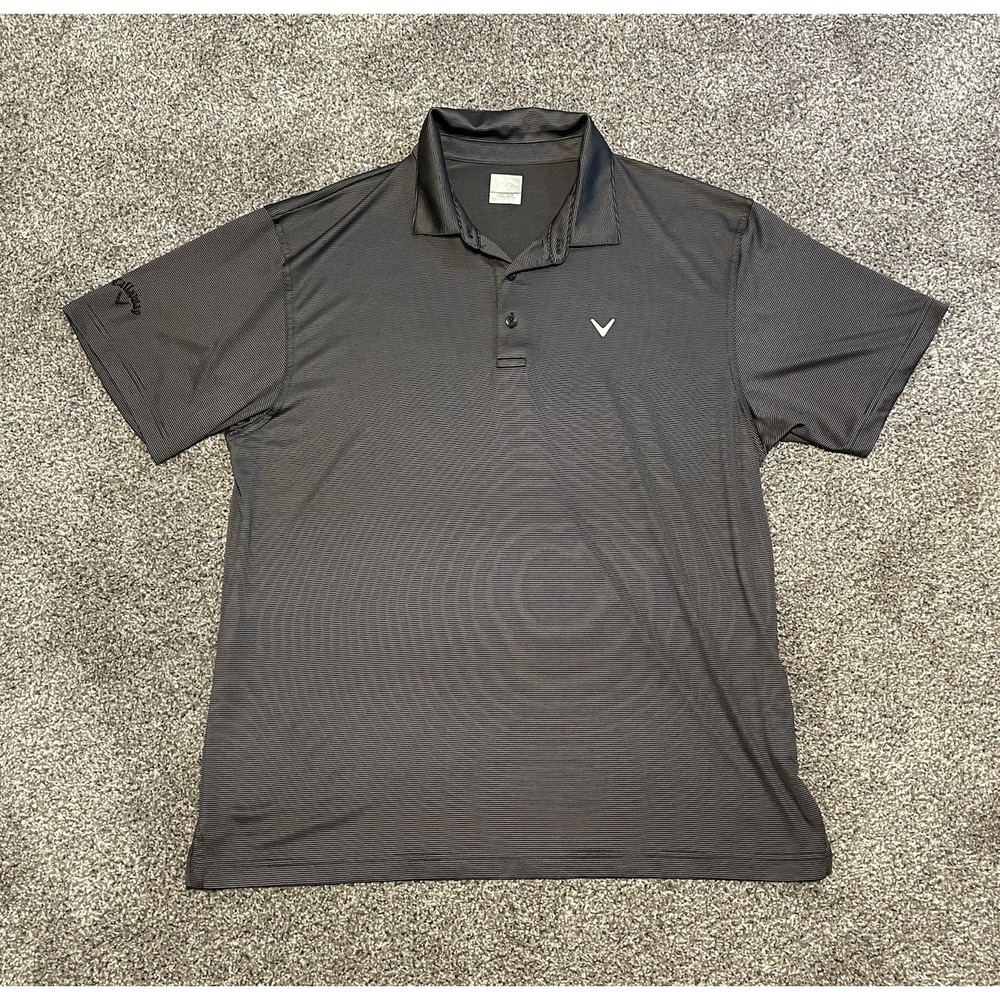 Callaway Golf Polo Men's XL Gray And‎ Black Stripes Embroidered Logo